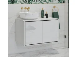 Conjunto de móveis de casa de banho com lavatório duplo Sophéa branco