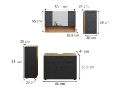 Conjunto de móveis de casa de banho listrado antracite 80x41x58.6 irma