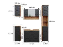 Conjunto de móveis de casa de banho listrado antracite 80x41x58.6 irma