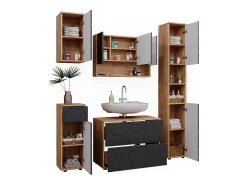 Conjunto de móveis de casa de banho listrado antracite 80x41x58.6 irma