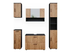 Conjunto de móveis de casa de banho carvalho goldkraft/antracite 80x41x58.6 irma