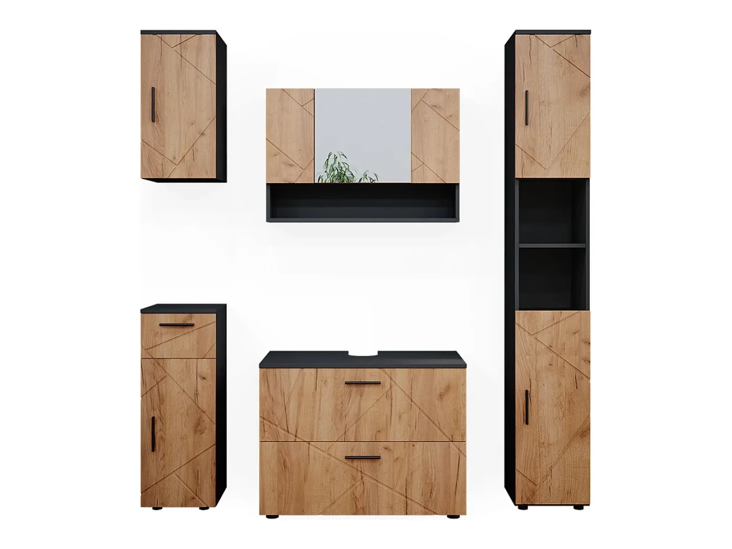 Conjunto de móveis de casa de banho carvalho goldkraft/antracite 80x41x58.6 irma