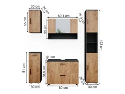 Conjunto de móveis de casa de banho carvalho goldkraft/antracite 80x41x58.6 irma