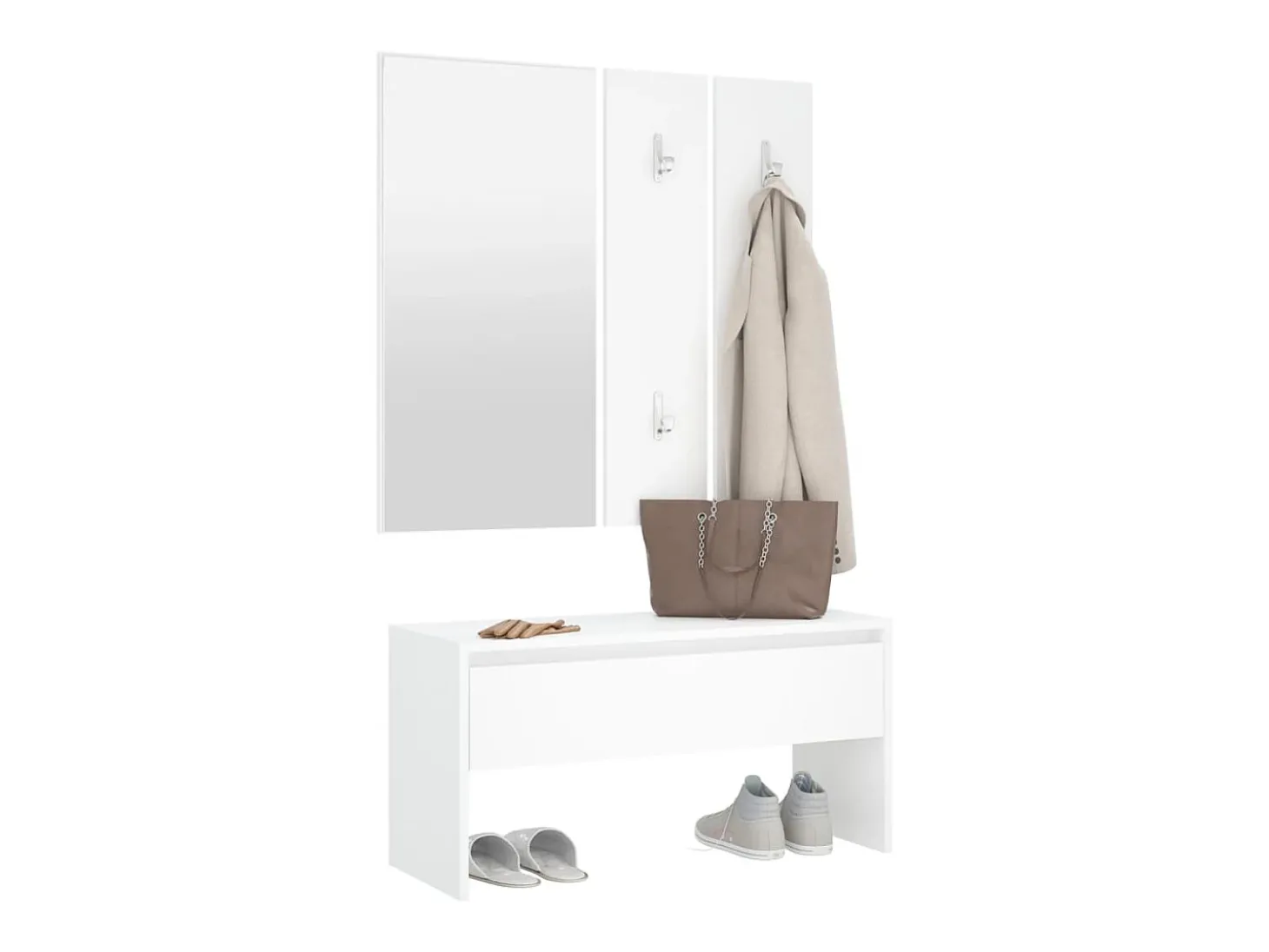 Conjunto de móveis de corredor derivados de madeira branco