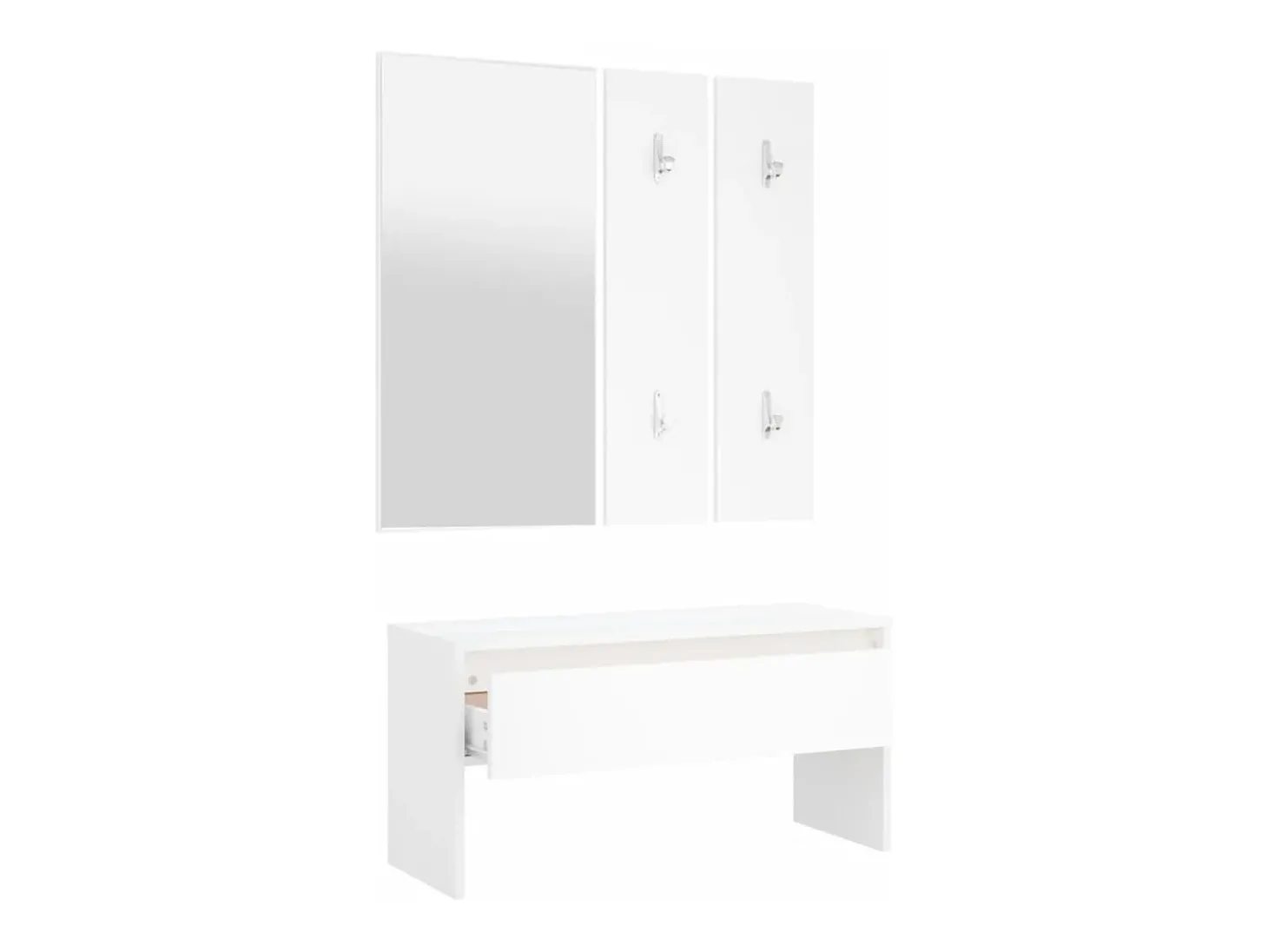 Conjunto de móveis de corredor derivados de madeira branco