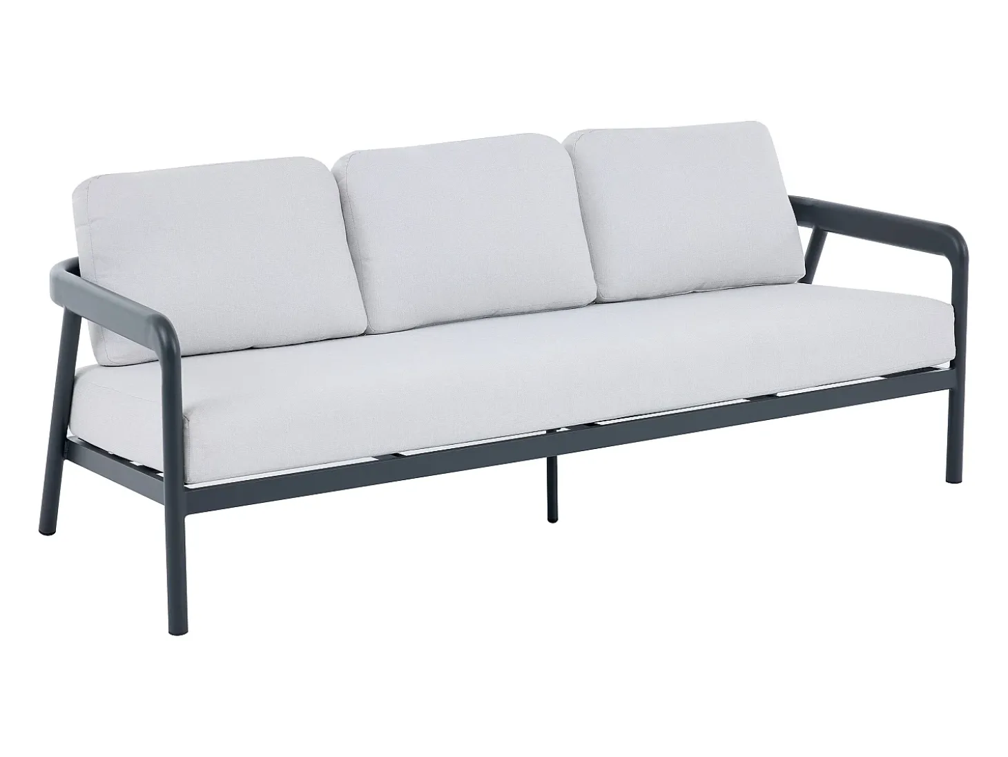 Conjunto de móveis de jardim em alumínio: um sofá de 3 lugares, 2 poltronas e uma mesa de centro - Cinza escuro - ZAYORA de MYLIA