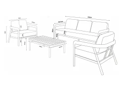 Conjunto de móveis de jardim em alumínio: um sofá de 3 lugares, 2 poltronas e uma mesa de centro - Cinza escuro - ZAYORA de MYLIA