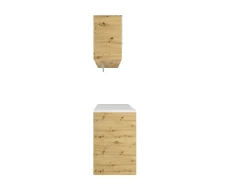 Conjunto de móveis para máquina de lavar C182 cm, branco e natural claro NATAJI