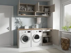 Conjunto de móveis para máquina de lavar C182 cm, caxemira e natural claro NATAJI