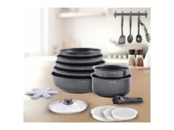 Conjunto de panelas ART & CUISINE AC1824 - 18 peças antiaderentes para todos os tipos de fogões, incluindo indução