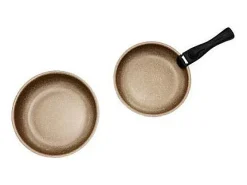 Conjunto de panelas Arthur Martin 18 peças creme antiaderente, alça removível, compatível com indução e forno