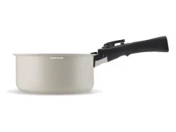 Conjunto de panelas Arthur Martin 18 peças creme antiaderente, alça removível, compatível com indução e forno