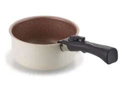 Conjunto de panelas Arthur Martin 18 peças creme antiaderente, alça removível, compatível com indução e forno