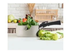 Conjunto de panelas Arthur Martin 18 peças creme antiaderente, alça removível, compatível com indução e forno