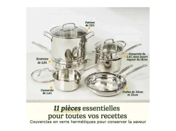 Conjunto de panelas Cuisinart 11 peças em aço inoxidável para todos os fogões, indução, forno e lava-louças