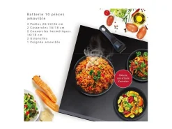 Conjunto de panelas de alumínio Art & Cuisine AC1083 de 10 peças - Compatível com todas as fontes de calor, incluindo indução - Preto