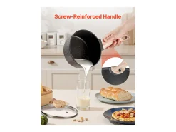 Conjunto de Panelas SucceBuy de 1,4 L E 2,4 L, Panela com Revestimento Antiaderente, Tampa de Vidro E Cabo Removível, Multifunção