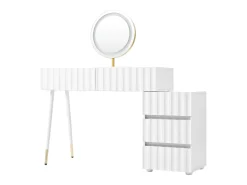 Conjunto de penteadeira - 135 x 40 x 127 cm - com espelho de LED + 5 gavetas - para quarto - MDF - branco (sem banqueta)