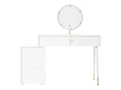 Conjunto de penteadeira - 135 x 40 x 127 cm - com espelho de LED + 5 gavetas - para quarto - MDF - branco (sem banqueta)