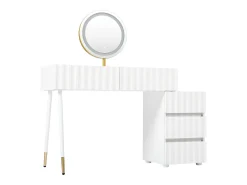 Conjunto de penteadeira - 135 x 40 x 127 cm - com espelho de LED + 5 gavetas - para quarto - MDF - branco (sem banqueta)