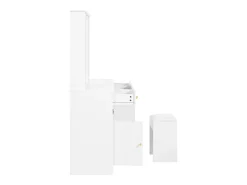 Conjunto de penteadeira - 110 x 40 x 151 cm - penteadeira com luzes de LED + espelho + banqueta + 3 gavetas + 2 portas - aglomerado - branco