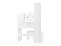 Conjunto de penteadeira 4 em 1 - 109 x 36 x 164 cm - com espelho de corpo inteiro + espelho de mesa + banqueta + luzes de LED + 4 gavetas - aglomerado - branco