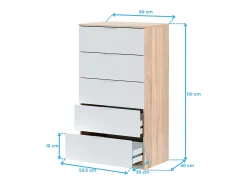 Conjunto de quarto infantil jovem em branco fosco Artik e carvalho canadense completo