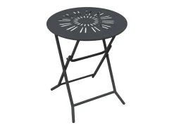 Conjunto de refeição dobrável para jardim em metal estilo ferro forjado - uma mesa D.60 cm e 2 cadeiras - Antracite - GUERMANTES de MYLIA