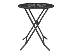 Conjunto de refeição dobrável para jardim em metal estilo ferro forjado - uma mesa D.60 cm e 2 cadeiras - Antracite - GUERMANTES de MYLIA