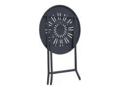 Conjunto de refeição dobrável para jardim em metal estilo ferro forjado - uma mesa D.60 cm e 2 cadeiras - Antracite - GUERMANTES de MYLIA