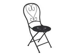 Conjunto de refeição dobrável para jardim em metal estilo ferro forjado - uma mesa D.60 cm e 2 cadeiras - Antracite - GUERMANTES de MYLIA