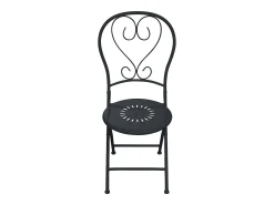 Conjunto de refeição dobrável para jardim em metal estilo ferro forjado - uma mesa D.60 cm e 2 cadeiras - Antracite - GUERMANTES de MYLIA