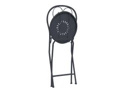 Conjunto de refeição dobrável para jardim em metal estilo ferro forjado - uma mesa D.60 cm e 2 cadeiras - Antracite - GUERMANTES de MYLIA