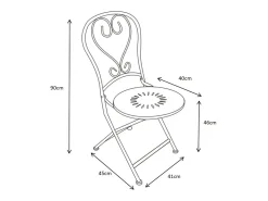 Conjunto de refeição dobrável para jardim em metal estilo ferro forjado - uma mesa D.60 cm e 2 cadeiras - Antracite - GUERMANTES de MYLIA