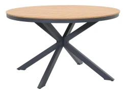 Conjunto de sala de jantar de jardim em alumínio: mesa redonda D.125 cm e 4 poltronas - Antracite e natural claro - ZEYVA de MYLIA
