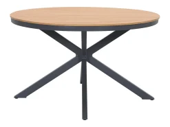 Conjunto de sala de jantar de jardim em alumínio: mesa redonda D.125 cm e 4 poltronas - Antracite e natural claro - ZEYVA de MYLIA