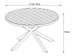 Conjunto de sala de jantar de jardim em alumínio: mesa redonda D.125 cm e 4 poltronas - Antracite e natural claro - ZEYVA de MYLIA