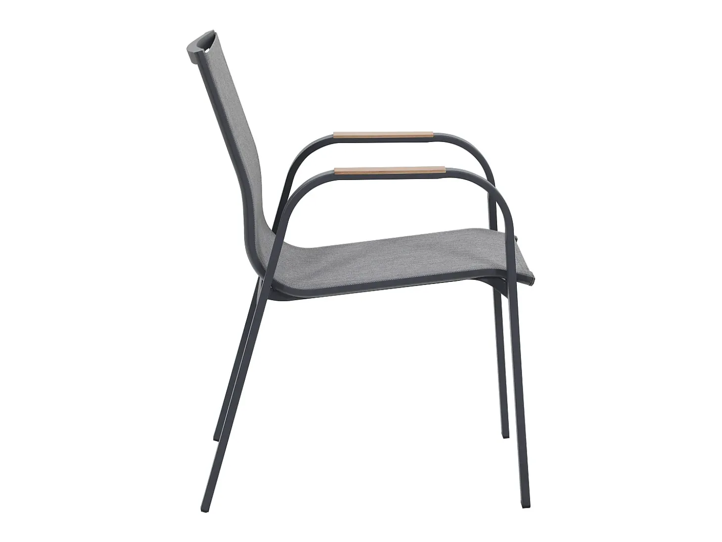Conjunto de sala de jantar de jardim em alumínio: uma mesa extensível C.180/240 cm e 6 poltronas - Antracite - ZEYVA de MYLIA