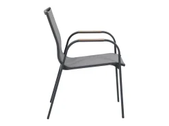 Conjunto de sala de jantar de jardim em alumínio: uma mesa extensível C.180/240 cm e 8 poltronas - Antracite - ZEYVA da MYLIA