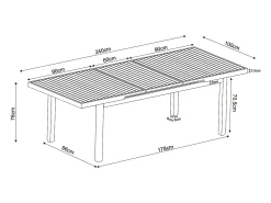 Conjunto de sala de jantar de jardim em alumínio: uma mesa extensível L.180/240 cm e 4 poltronas - Antracite - ZEYVA da MYLIA