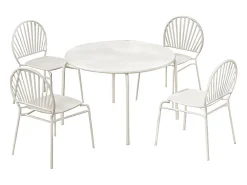 Conjunto de sala de jardim em metal, mesa D110 cm e 4 cadeiras bege CEDEIRA de MYLIA