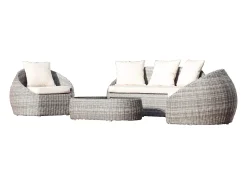 Conjunto de salão de jardim redondo em vime sintético com 5 lugares