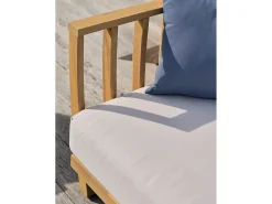 Conjunto de salão de jardim baixo de 5 lugares em madeira de acácia com tampo com efeito de betão