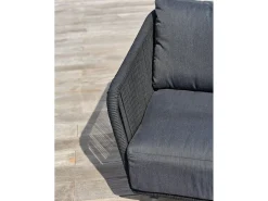 Conjunto de salão de jardim baixo de 5 lugares em alumínio e corda entrançada