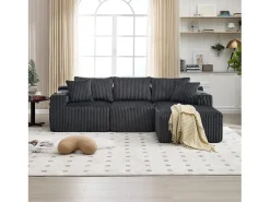 Conjunto de sofá de 3 lugares - 257 x 160 x 80 cm - com 5 almofadas - montagem fácil - veludo - cinza