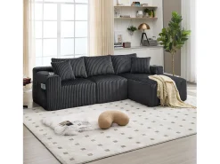 Conjunto de sofá de 3 lugares - 257 x 160 x 80 cm - com 5 almofadas - montagem fácil - veludo - cinza