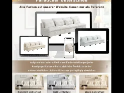 Conjunto de sofá modular de 4 lugares - almofadas de assento com arrumação + combinações livres - bege