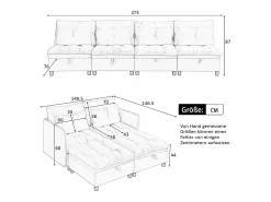 Conjunto de sofá modular de 4 lugares - almofadas de assento com arrumação + combinações livres - bege