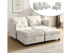 Conjunto de sofá modular de 4 lugares - almofadas de assento com arrumação + combinações livres - bege