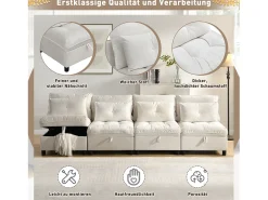 Conjunto de sofá modular de 4 lugares - almofadas de assento com arrumação + combinações livres - bege